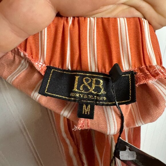 Lucky & Blessed NWT Coral Stripe Strapless Jumpsuit Back Tie F23 - Picture 4 of 7